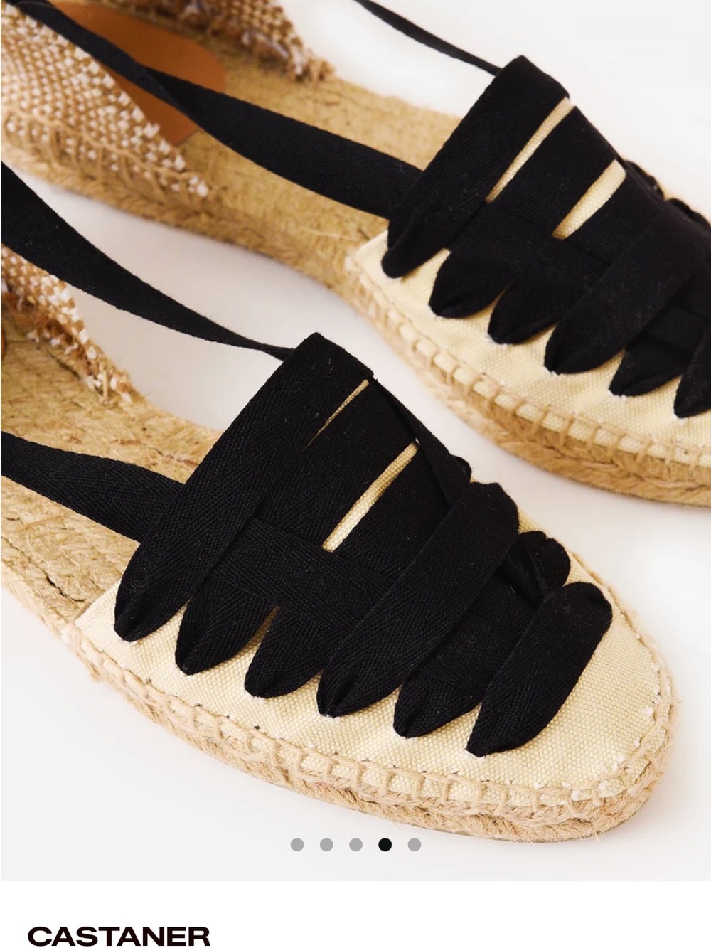 Castaner Black (38) and Natural Canvas Espadrille Sandals
